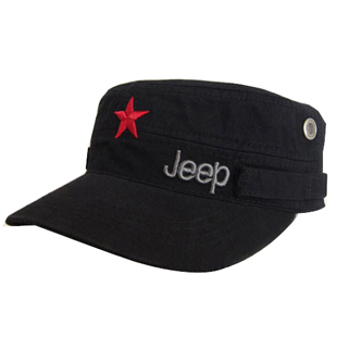 black cotton twill army cap with metal eyelets