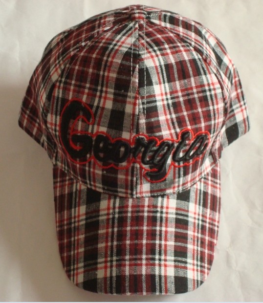 check gingham baseball caps with embroidery