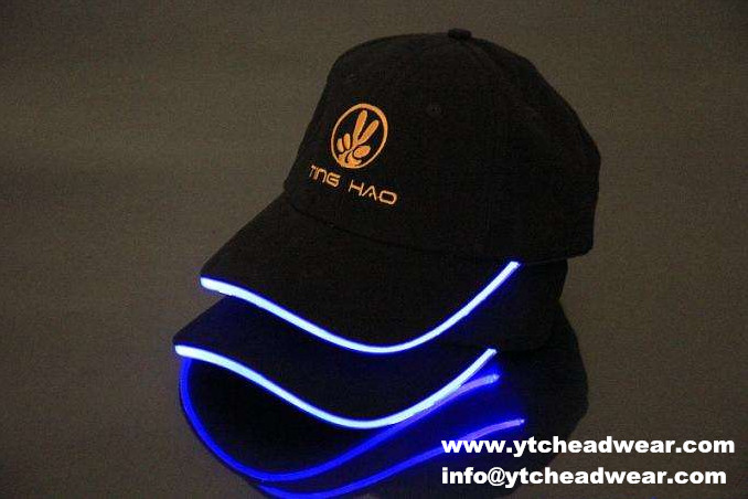EL flash baseball caps, black led hats