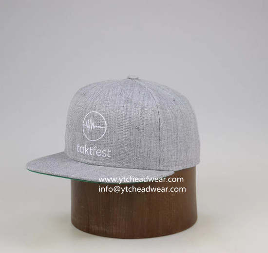 Light gray color baseball cap hat with flat brim