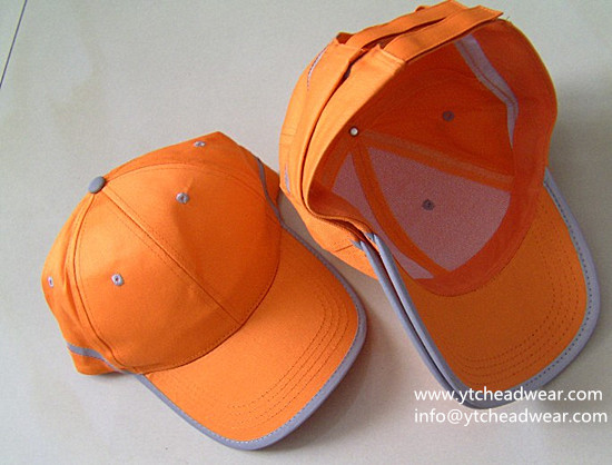 Safety cotton Caps Hats reflective piping orange