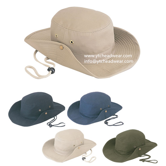 Top quality cotton bucket hats in khaki color