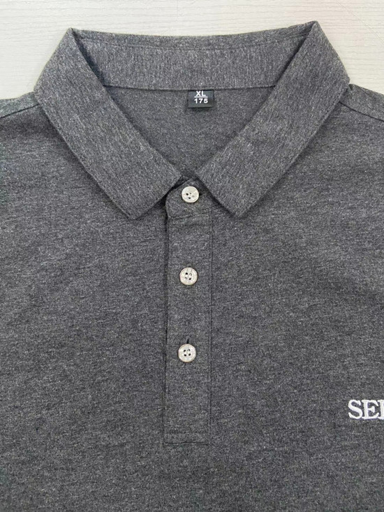 Gray Cotton Polo shirts with embroidery logo